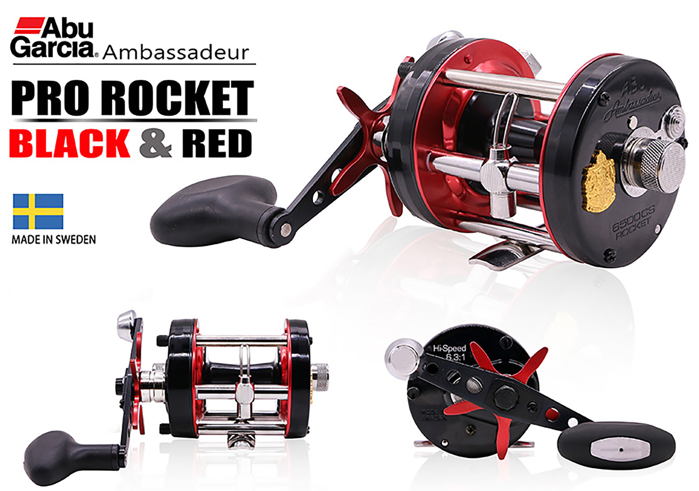 รอก Abu AMBASSADEUR ROCKET 6500CS ROCKET BLACK&RED Hi-Sp